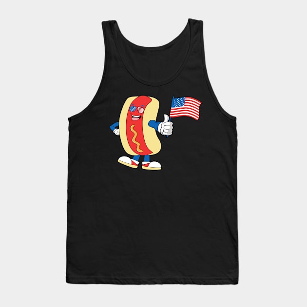 Patriotic Hot dog American Flag USA Funny 4th Of July Fourth Tank Top by StarMa